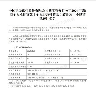银行业密集“出手”！中行、建行等多家银行处置不良资产，不良转让已成为主要的不良贷款处置渠道