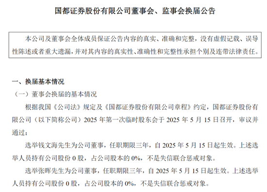 董事会改组完成！浙商实质控股国都  第1张